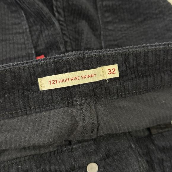 Levi’s 721 High Rise Skinny Pants Black Corduroy Size 32 Stretch Fit Womens - Picture 3 of 8